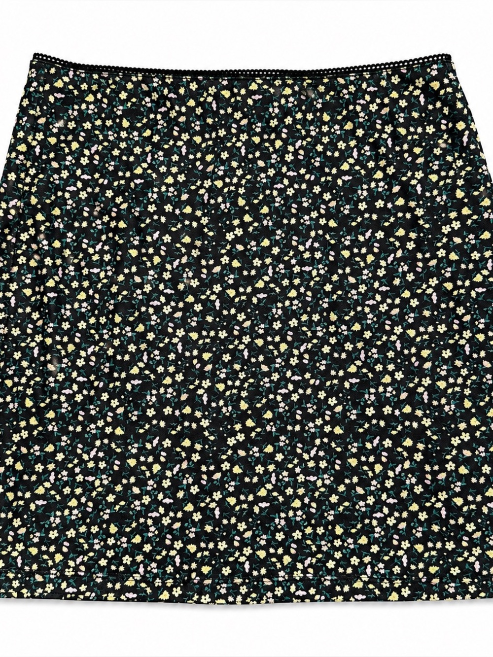 Floral A-Line Skirt in Black and Yellow